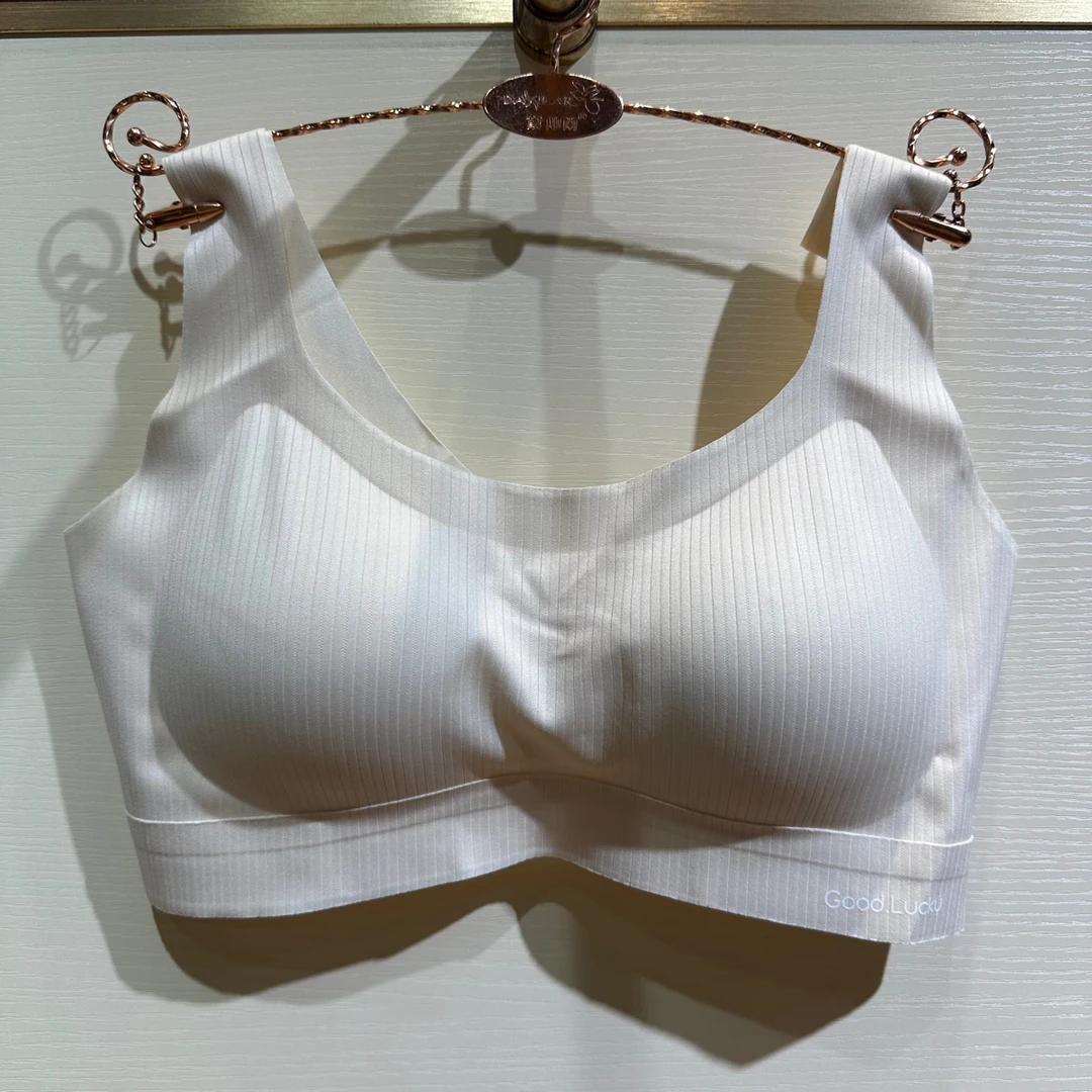 微妙少女707光面无痕抹胸防走光背心款透气收副乳固定杯运动内衣