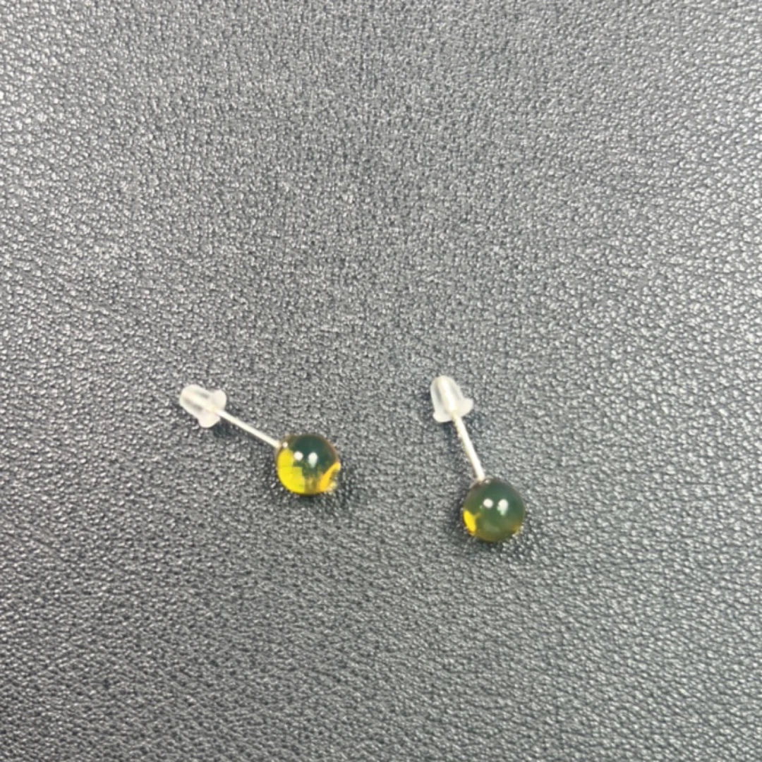 S925银镶天然墨西哥蓝珀耳钉/多样性发其一
