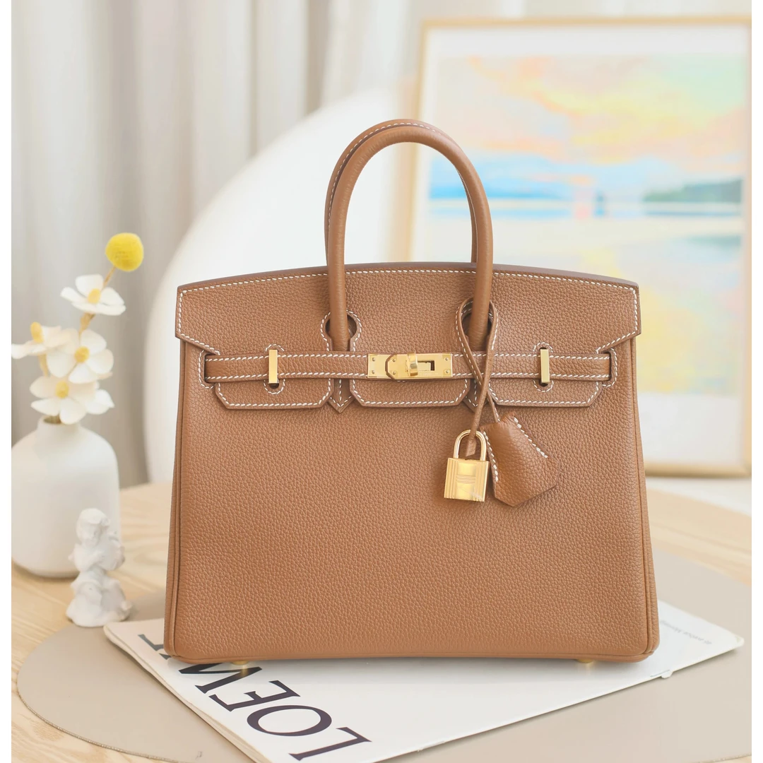 全新未使用 Hermes/爱马仕 Birkin25 W刻 TOGO皮 金棕色 金扣