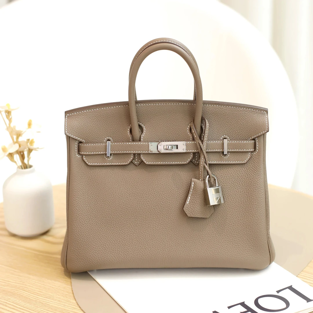 99新 Hermes/爱马仕 Birkin25 Y刻 TOGO皮 大象灰 银扣