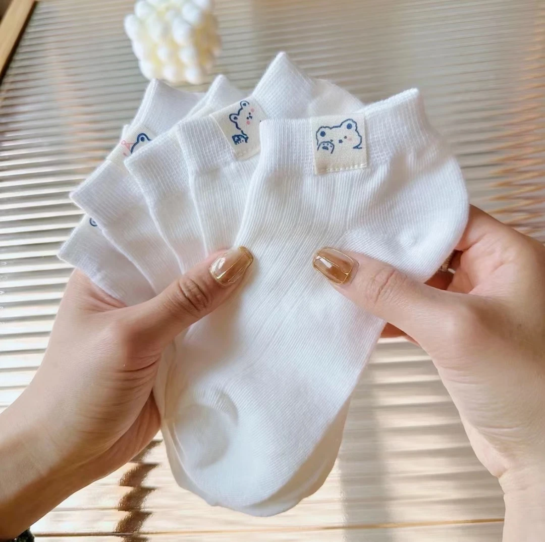 【10双装】白色袜子女卡通学生夏季薄款可爱日系浅口船袜夏天小白袜