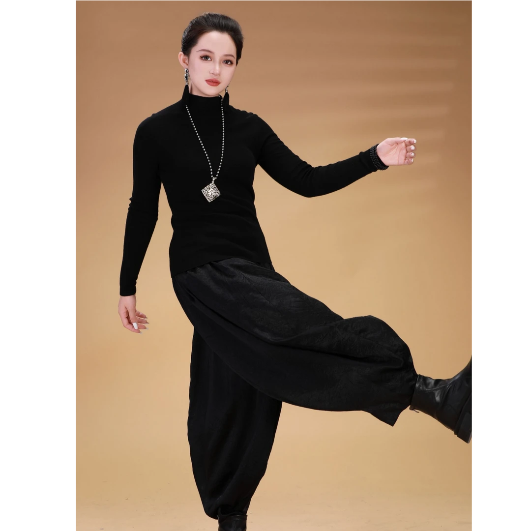 【镶守·流云】轻中式潮流女款中国风百搭休闲黑色西瓜裤K1920醋酸