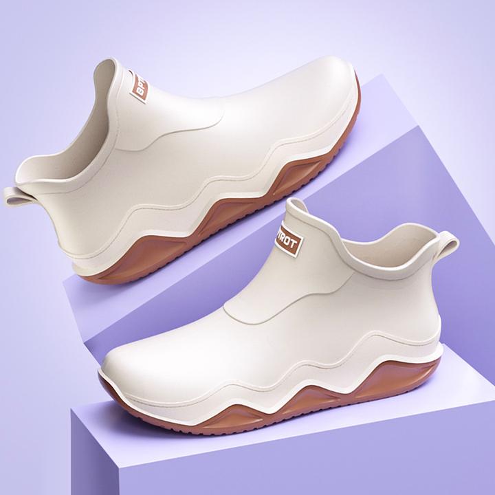 时尚短筒雨鞋外穿钓鱼鞋加绒防滑防水鞋轻便工作雨靴冬季保暖胶鞋