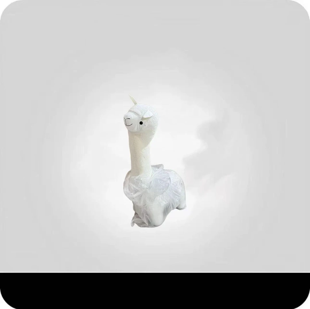 网红兔绒羊驼坐凳沙发动物凳子长颈鹿凳客厅摆件落地网红毛绒