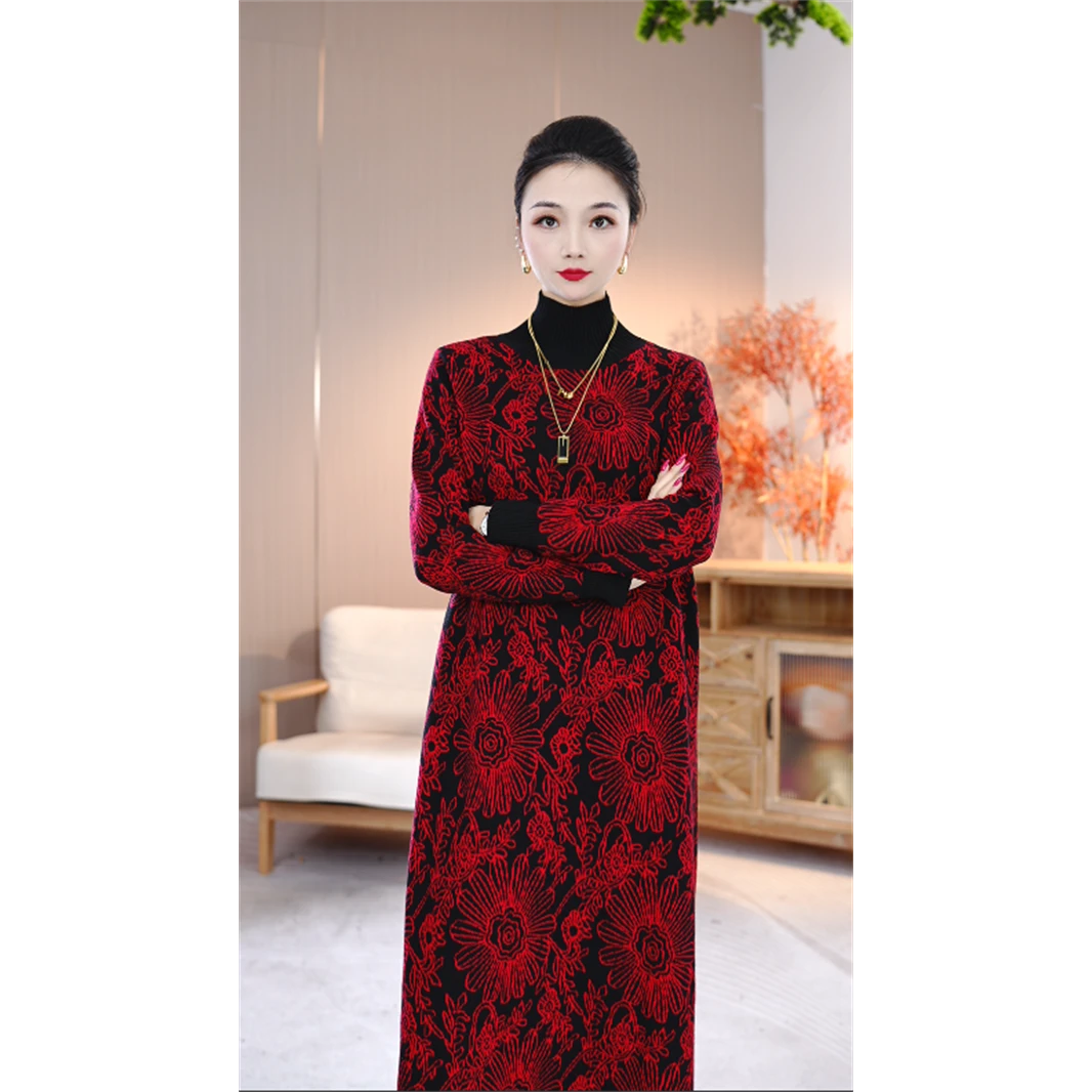 重磅加厚【缥缈】宽松冬季保暖秋冬百搭显瘦气质女毛衣连衣裙1183