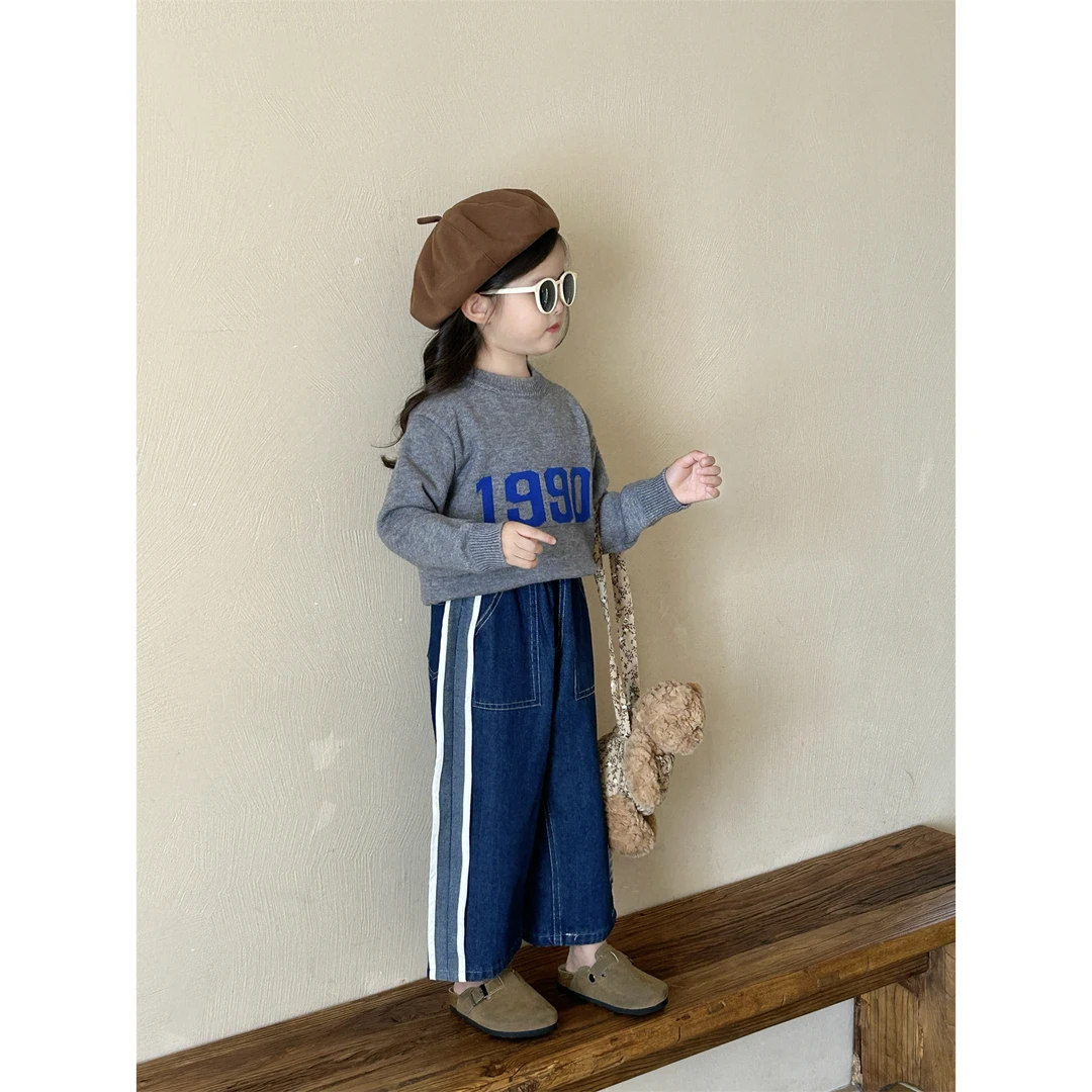 女童秋季牛仔裤2024秋装新款儿童阔腿裤春秋小女孩休闲直筒长裤潮