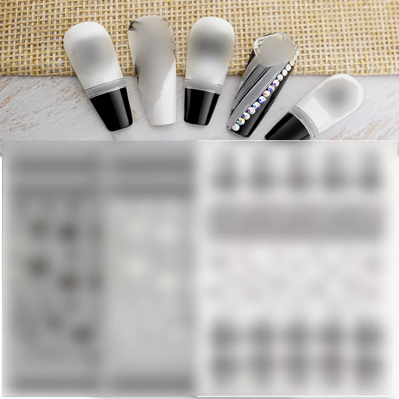 【菊籽老师推荐】3张美甲超薄黑白蝴蝶结字母薄韧带背胶指甲装饰