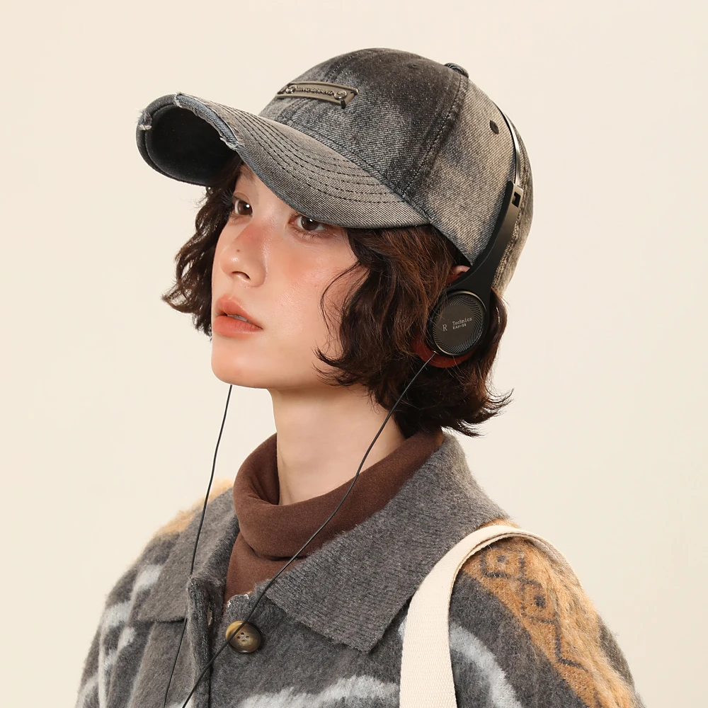 IIING帽控 显脸小棒球帽子女2025新款渐变水洗做旧复古鸭舌帽男潮