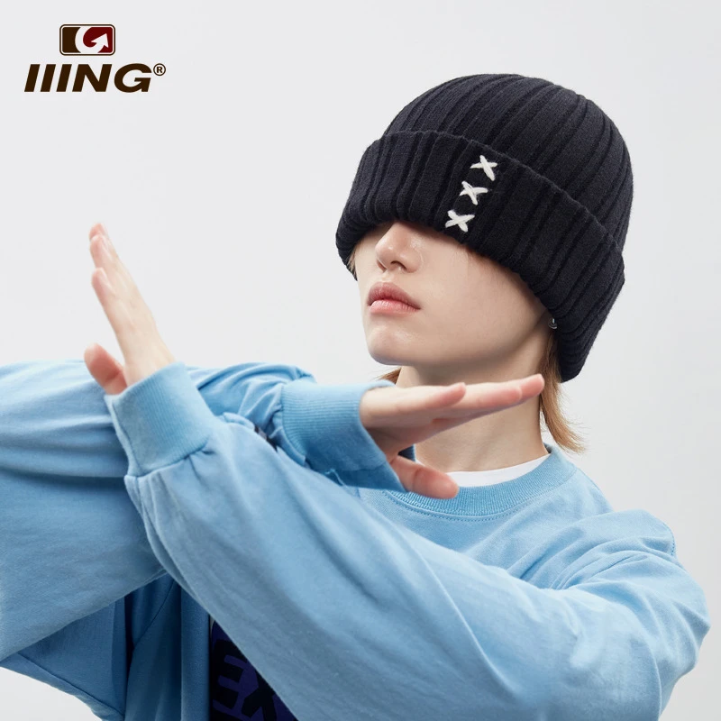 IIING帽控 韩版黑色针织帽秋冬天保暖街头嘻哈原创潮牌毛线冷帽子