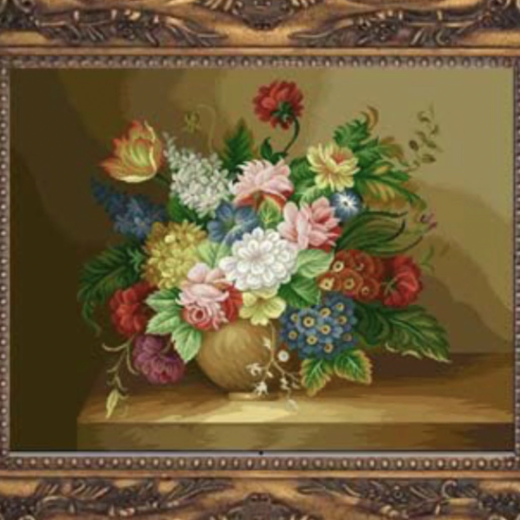 绒绣花正艳双线半针材料包绒绣挂画尺寸：117*97新款绒线绣