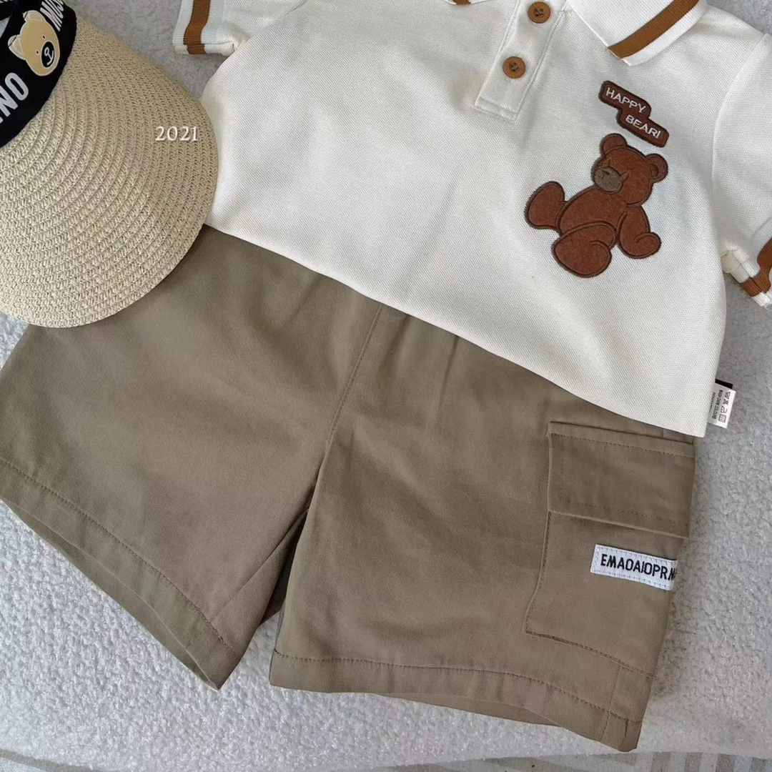 亲子装全家装父子夏季清爽工装休闲短裤五分裤时尚简约小童