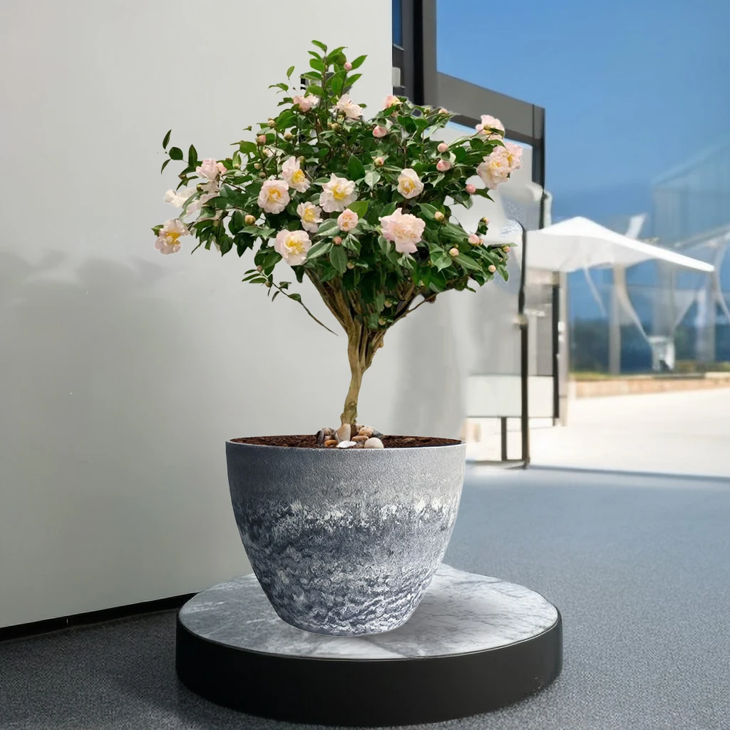 加厚大口径艺术花盆仿石材大理石花纹树脂盆玛格丽特花盆特色花盆