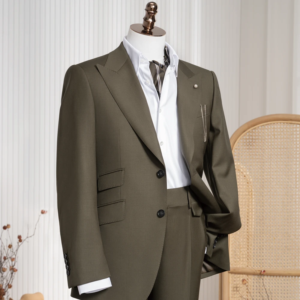 【定制西服】简约单排扣戗驳领婚礼正装通勤30毛西服套装（不含马甲）