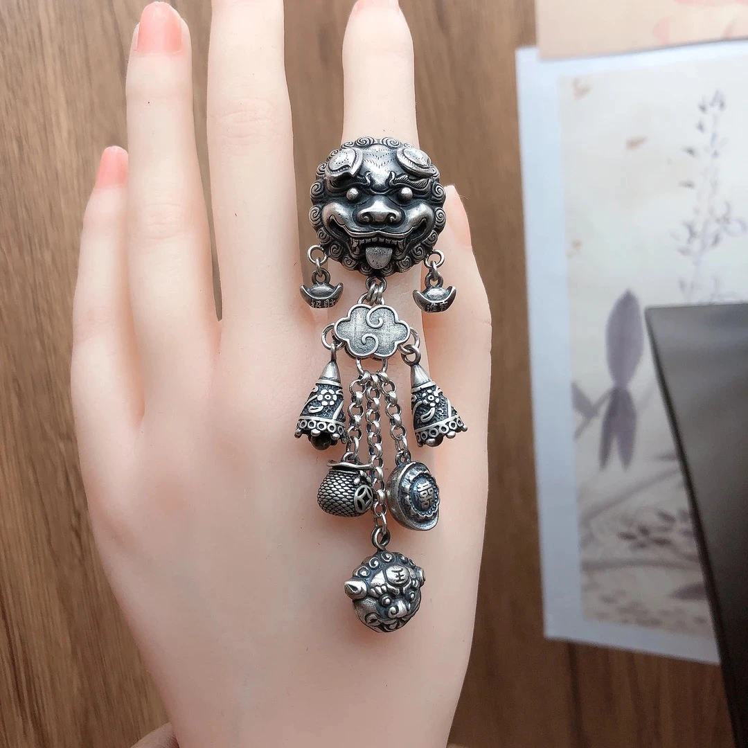 足银戒指 银戒指时尚复古古风个性民族风做旧百搭纯手工