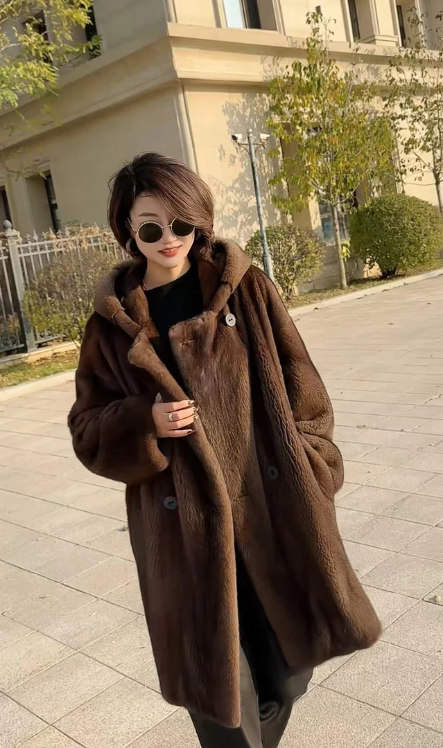 【北欧暖冬】设计师扩版时尚简约慵懒风进口紫标天鹅绒小母貂