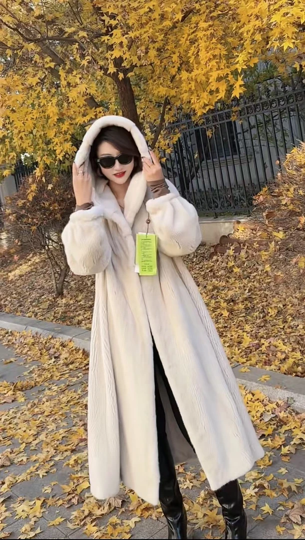 【香榭丽舍】高级静奢风法式长款遮肉显瘦进口貂皮大衣