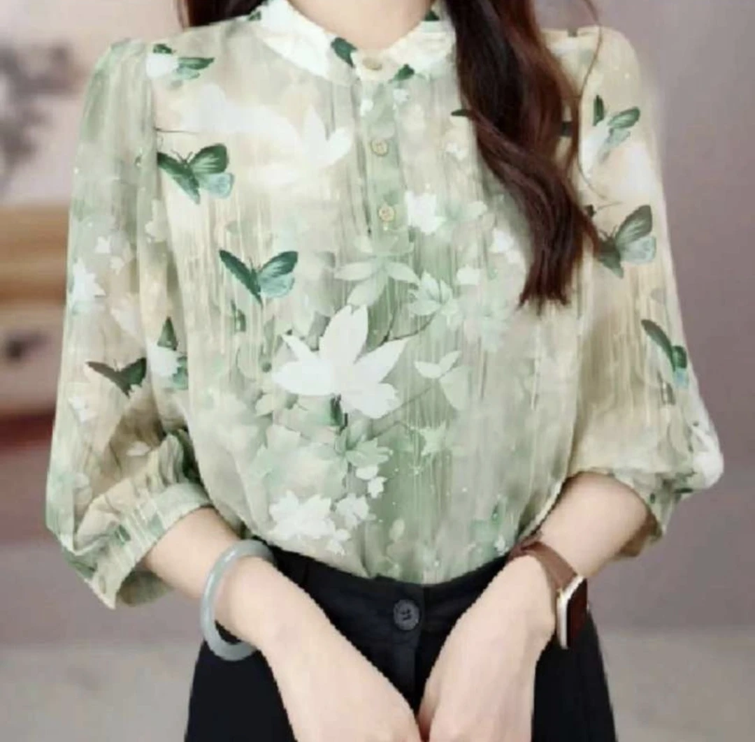 723夏季新款时尚印花七分袖妈妈装休闲减龄气质显瘦薄款上衣女