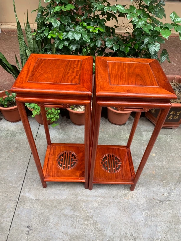 缅花明式带地板花架35×35×90