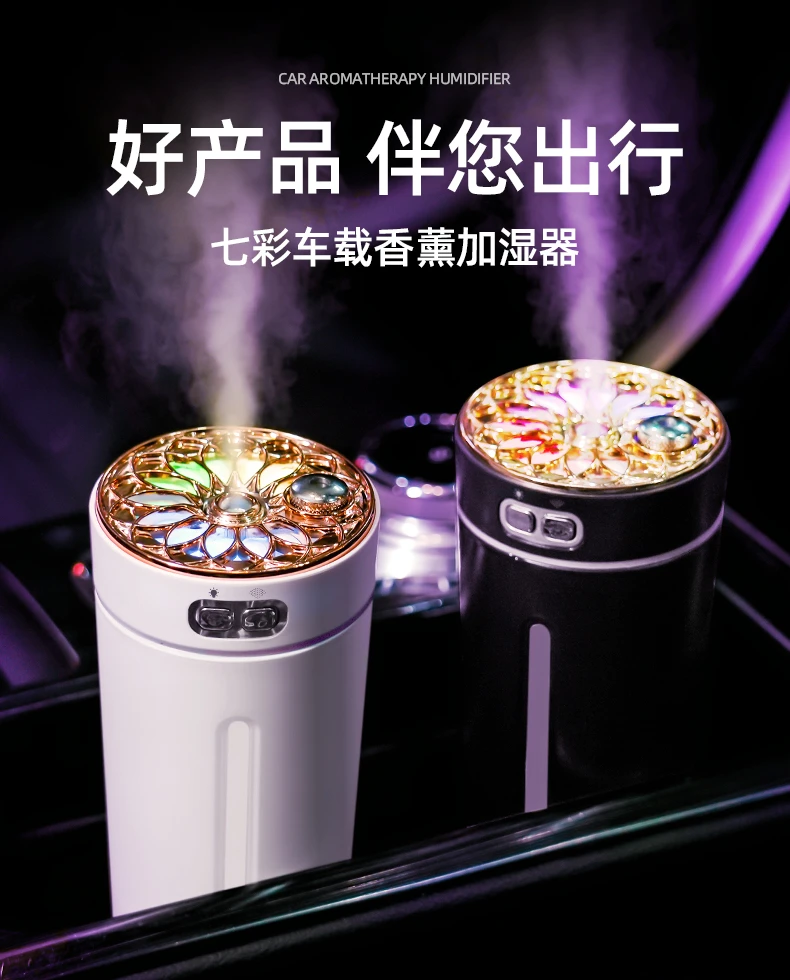 车载加湿器USB充电大雾量新型货车七彩夜灯星空灯静音香薰喷雾