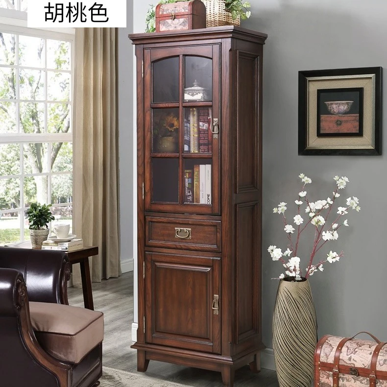 思图家具美式全实木单门酒柜电视边柜书柜展示柜餐边柜59*36*170