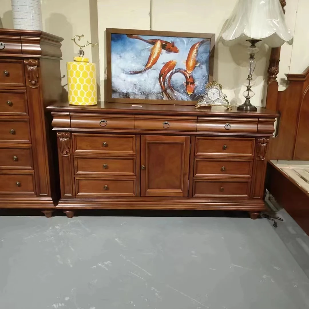 思图家具美式实木梳妆台梳妆斗柜储物柜床边柜172*49*92