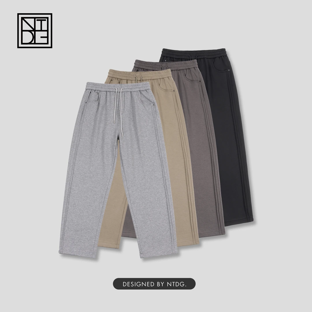 冬季加绒加厚立体剪裁直筒休闲长裤25C031