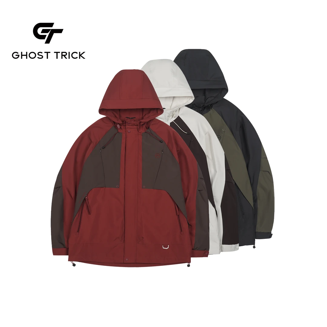 春秋工装拼色机能风连帽夹克男士百搭外套J13-2233