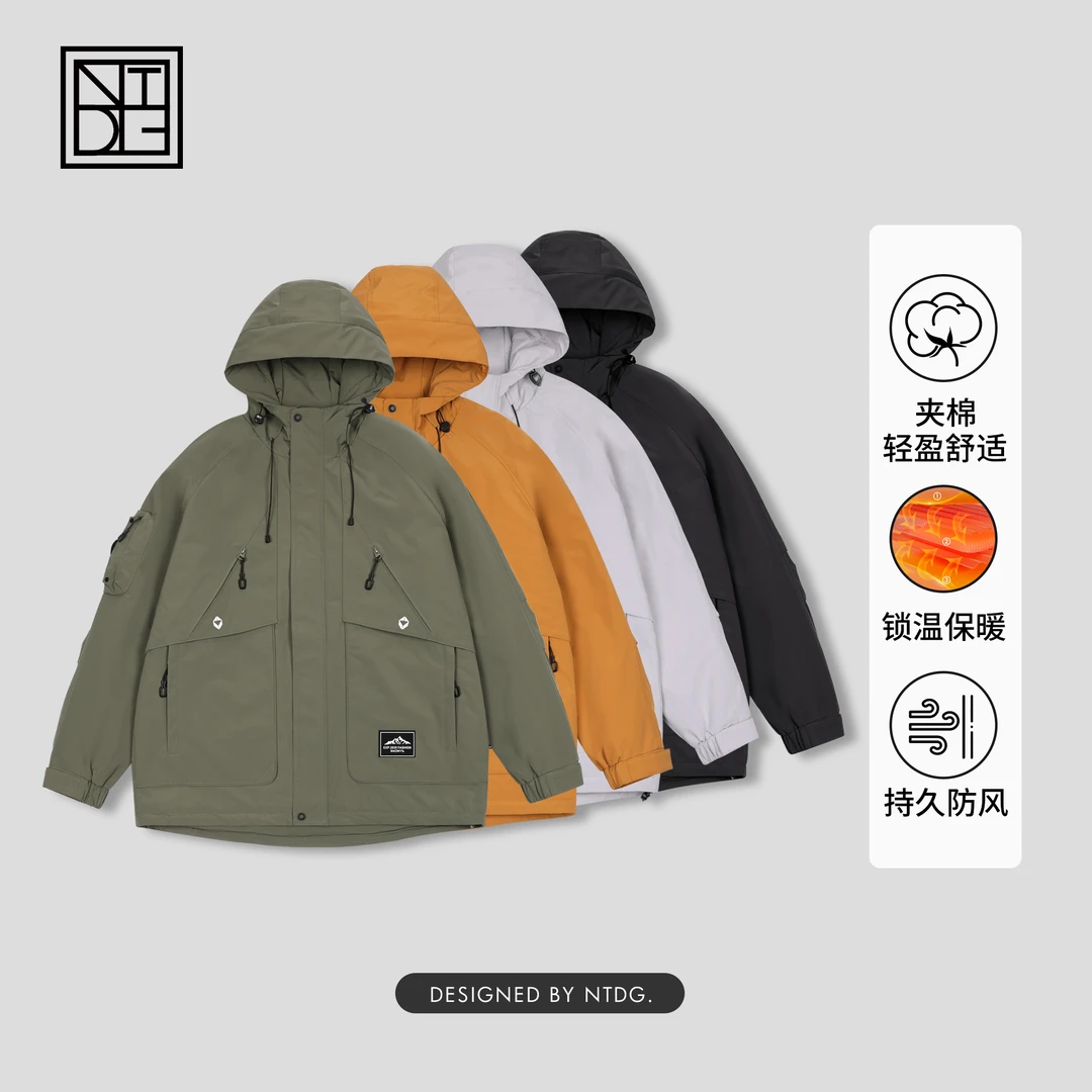 秋冬新款男士防风保暖加棉冲锋衣棉服休闲外套M6607