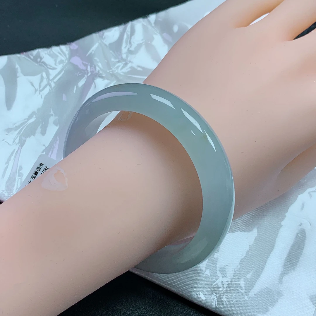 57圈高冰种冰紫白月光缅甸天然手镯玻璃冰种老肉细胶润感十足