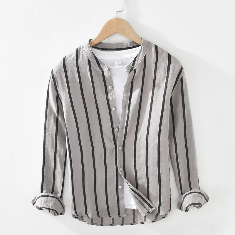 上衣薄款设计感百搭宽松夏季亚麻衬衣白色男士时尚韩版衬衫1925