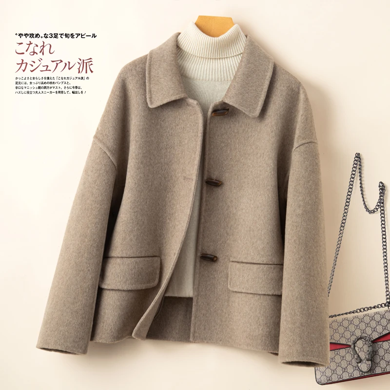 双面呢大衣女短款高端宽松显瘦秋冬新款韩版百搭赫本风毛呢外套