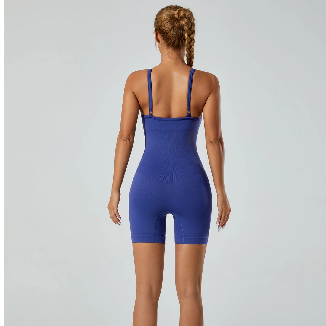 专业运动瑜伽健身普拉提  连体吊带短裤9525