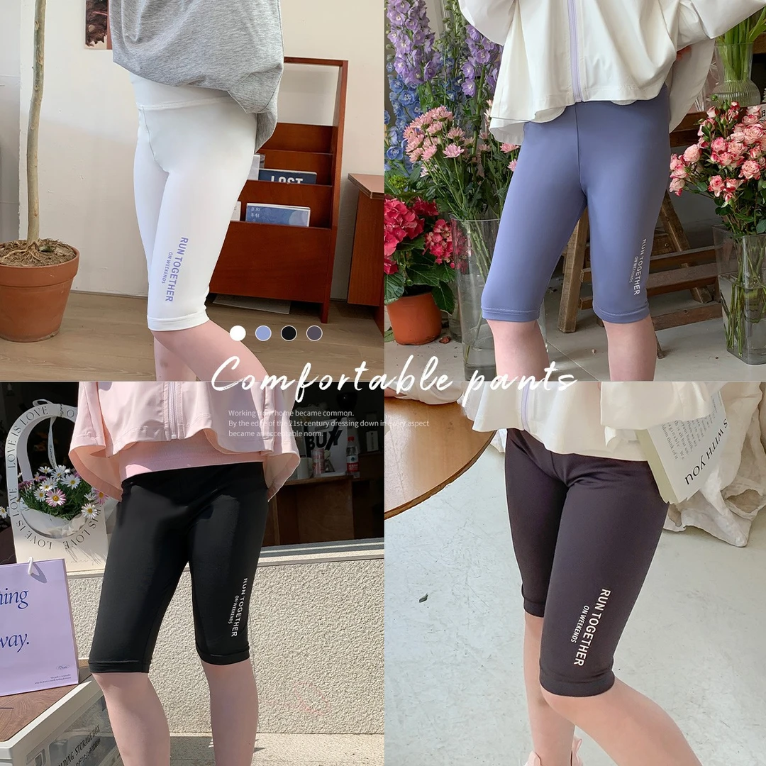 布丁哈鲁女童骑士裤儿童2023夏季新款鲨鱼裤宝宝裤子23XP9009