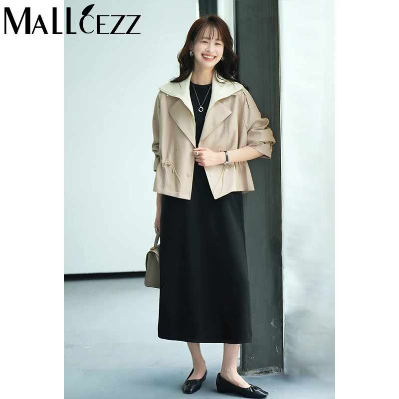 mallcezz/麦呈日系可脱卸领抽绳短款风衣23CF004