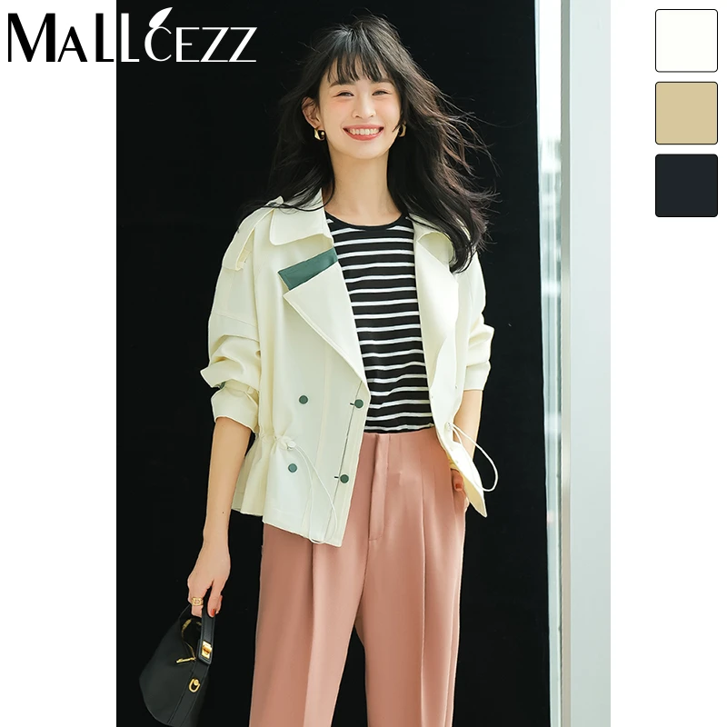 mallcezz/麦呈短款收腰双排扣小个子风衣外套