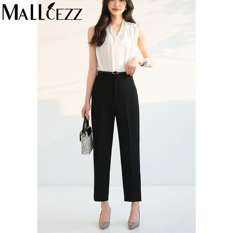 mallcezz/麦呈高腰通勤百搭纯色九分休闲裤23AR018