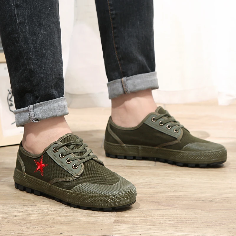 搏峰防水防污户外低帮战训鞋劳保工地耐磨防滑男女工作干活帆布鞋