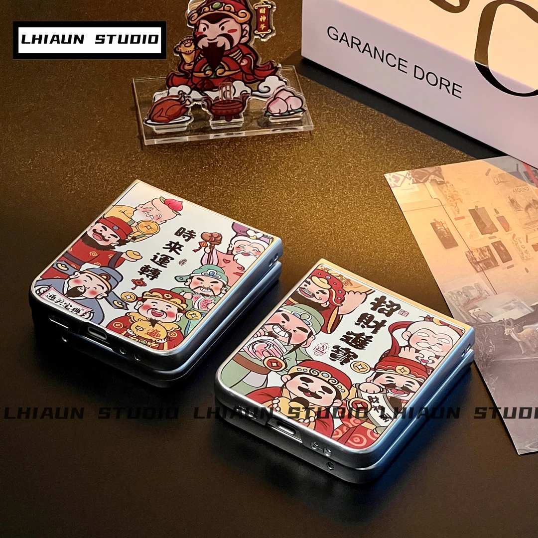 财神爷适用三星zflip5折叠屏n3flip手机壳vivoxflip华为pocket2