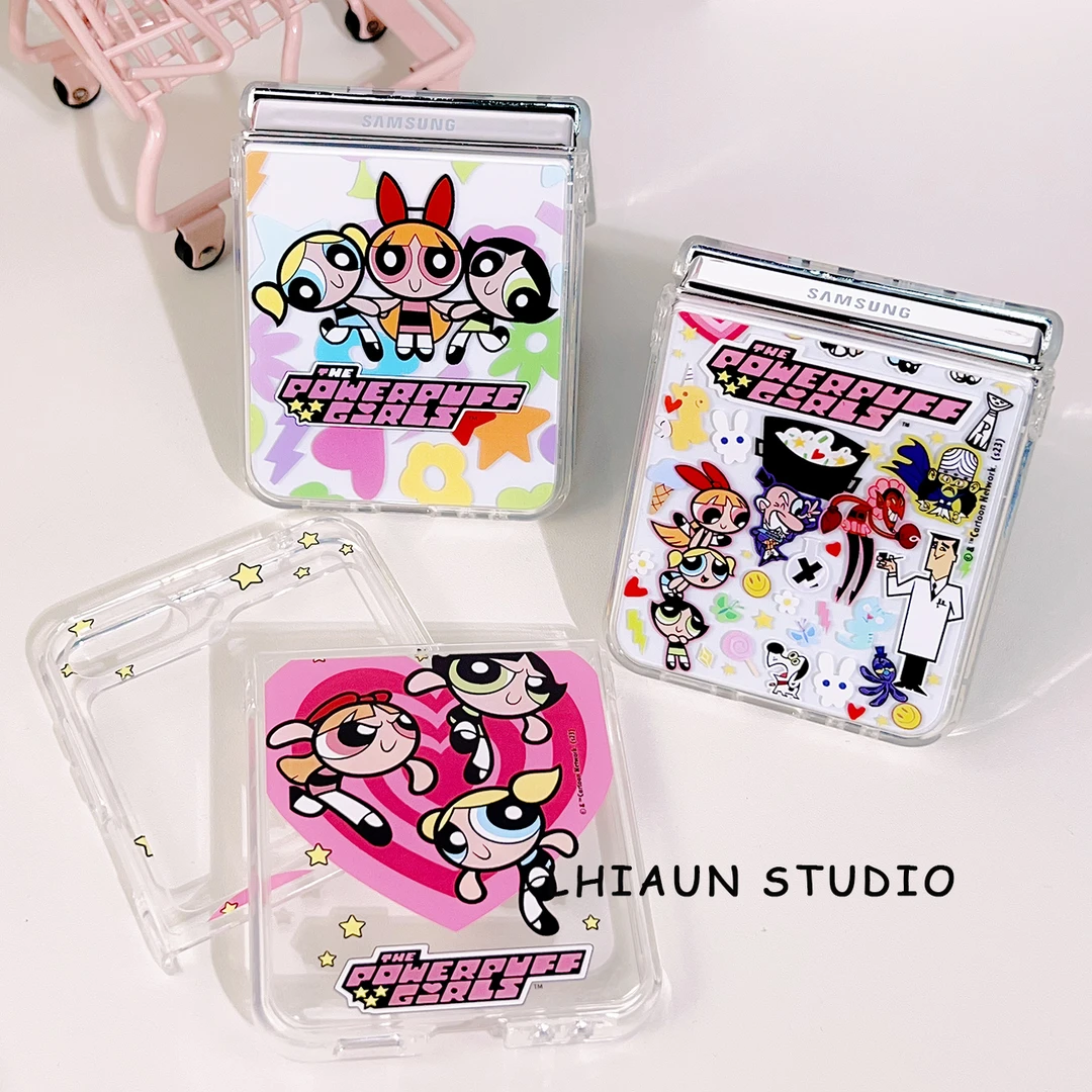 小女警适用三星折叠屏zflip5手机壳亚克力透明硬女孩可爱亚克力