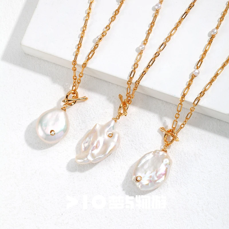 链子925银 巴洛克仿珍珠项链小众设计原创轻奢首饰气质N111