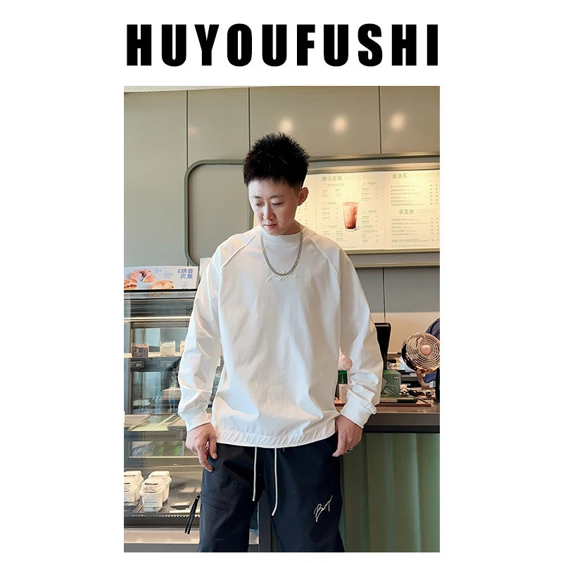 LKT.NINE美式街头长袖t恤潮牌高街侧拉链圆领卫衣高级感长袖打底