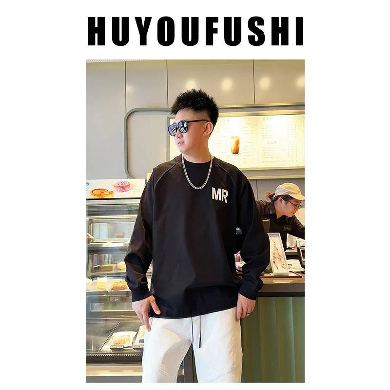 LKT.NINE春秋潮牌美式街头侧拉链长袖t恤男高街圆领长袖卫衣打底