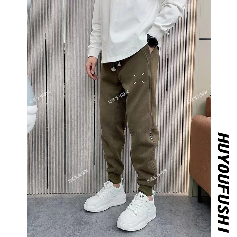 LKT.NINE719冬季新款男士4角标休闲加绒百搭潮流束脚加厚卫裤宽松