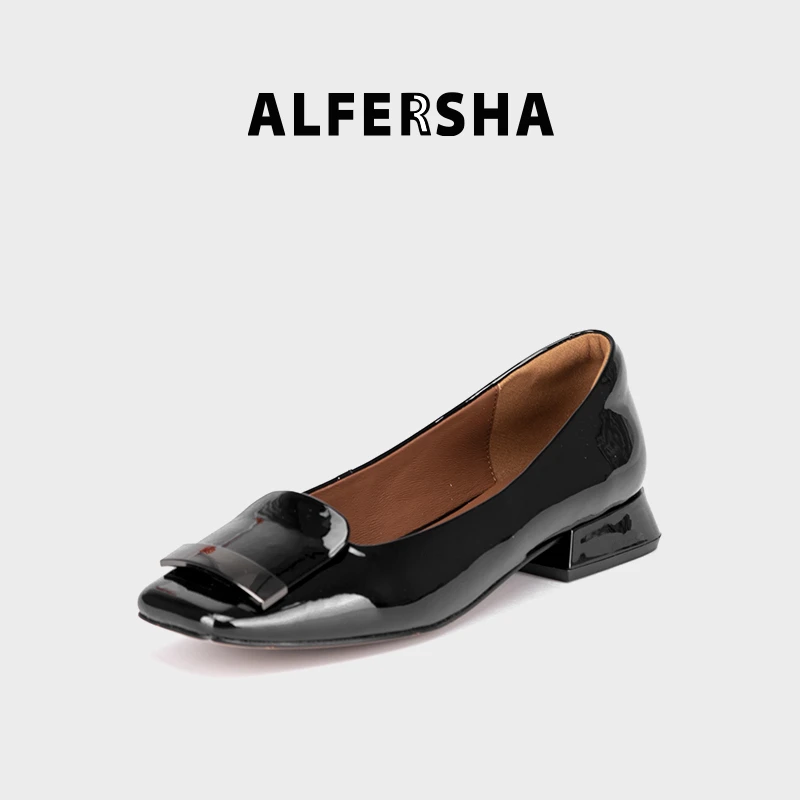 【四季单鞋】阿芙莎广系261979浅口气质方扣粗跟单鞋D