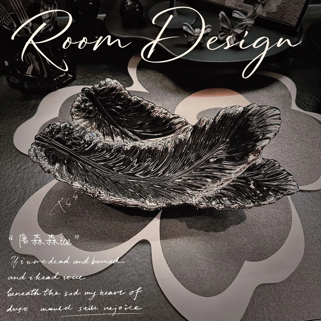 “唐森森设计款”轻奢陶瓷羽毛干果盘餐厅客厅精致零食水果摆放盘