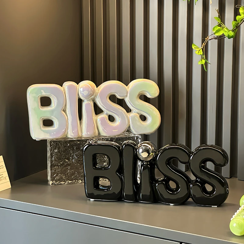 创意轻奢陶瓷单词摆件轻奢高档玄关酒柜电视柜摆件家居客厅装饰品