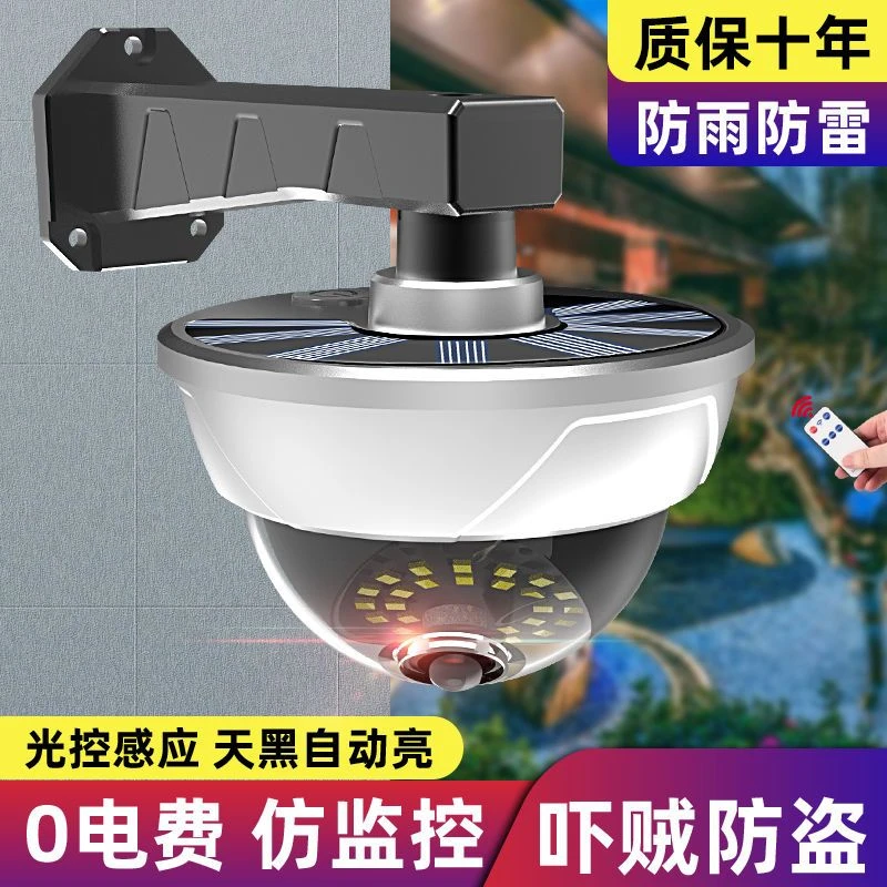 太阳能灯带晚上自动亮家用户外庭院灯人体感应仿监控防贼照明路灯