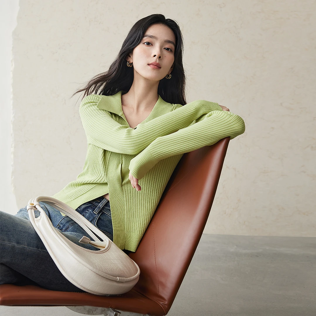 D01对白毛衣纯色高级针织衫长袖百搭温柔上衣DDE004