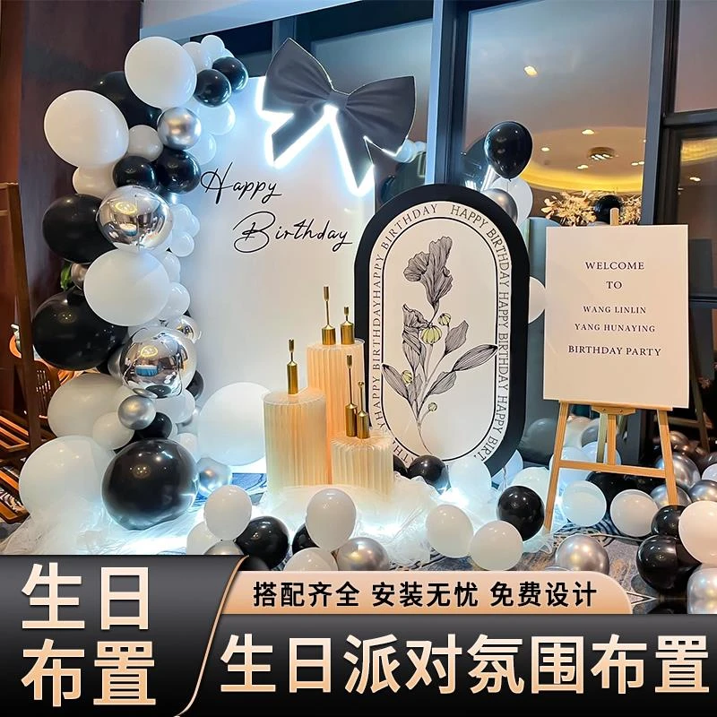 18岁生日装饰场景布置男士女孩成人礼氛围派对气球背景墙kt板定制