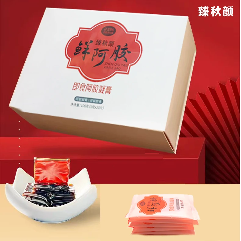 臻秋颜鲜阿胶阿胶即食凝膏开袋即食100克/盒